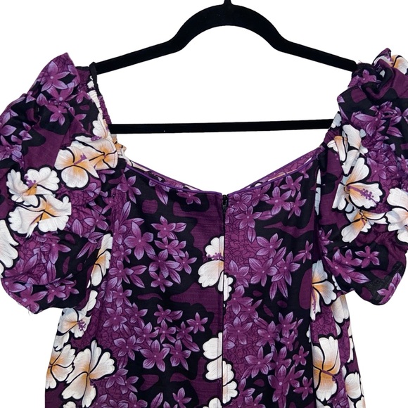 Hilo Hattie Dress Womens Medium Purple Floral Maxi Long USA Hawaiian Tropical - Picture 4 of 12